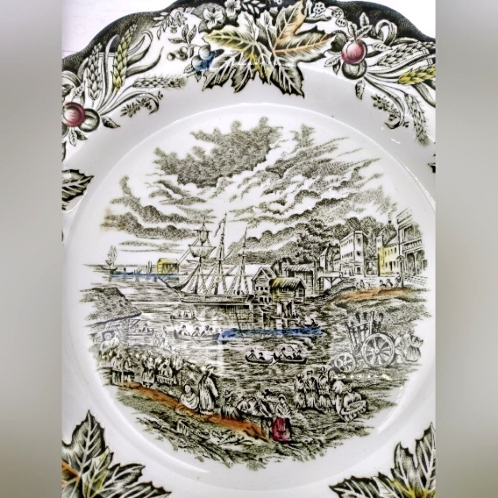 Ridgeway Staffordshire England Bartlett Scene's Toronto Fish Market 1842 Plate - Picture 2 of 9